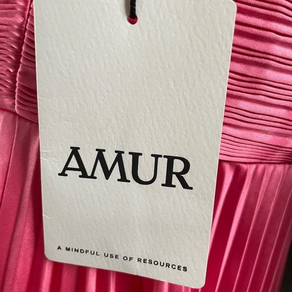 AMUR NWT Kin Pink Strapless Pleated Midi Valentine’s Prom Dress Size 12 - Picture 10 of 16